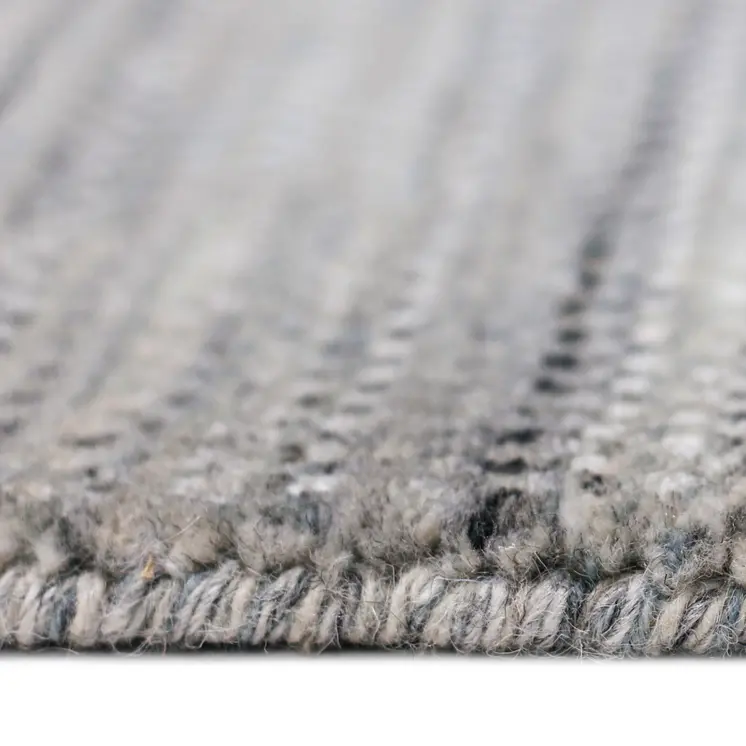 5' X 8' Gray And Blue Wool Striped Hand Woven Area Rug
