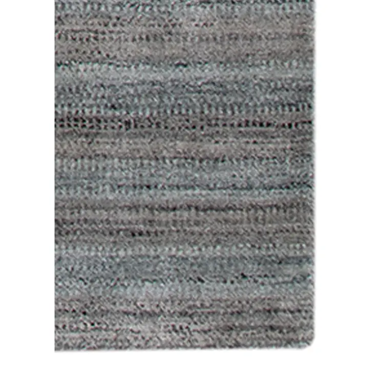 5' X 8' Gray And Blue Wool Striped Hand Woven Area Rug