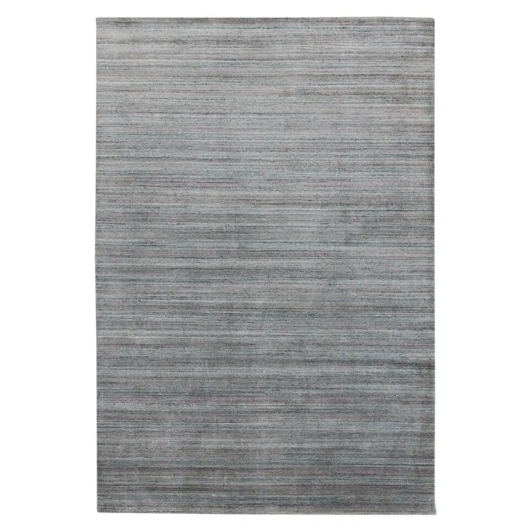 5' X 8' Gray And Blue Wool Striped Hand Woven Area Rug
