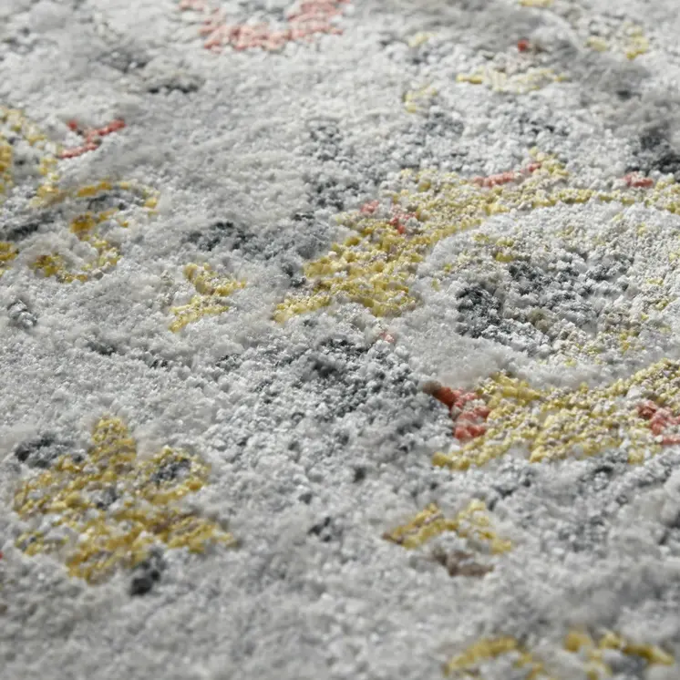 10' X 14' Gray Blue And Rust Floral Medallion Area Rug