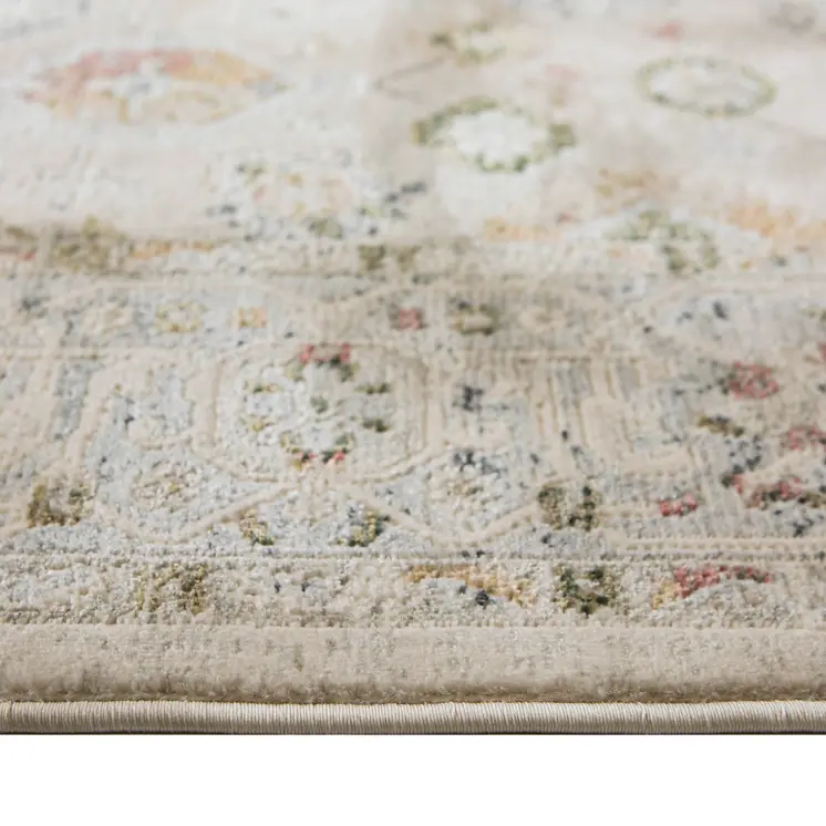 8' X 11' Ivory Blue And Gray Floral Medallion Area Rug