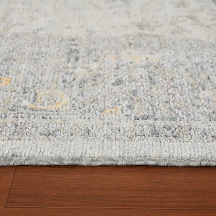8' Gray Silver And Rust Medallion Runner Rug