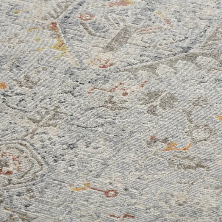 8' Gray Silver And Rust Medallion Runner Rug