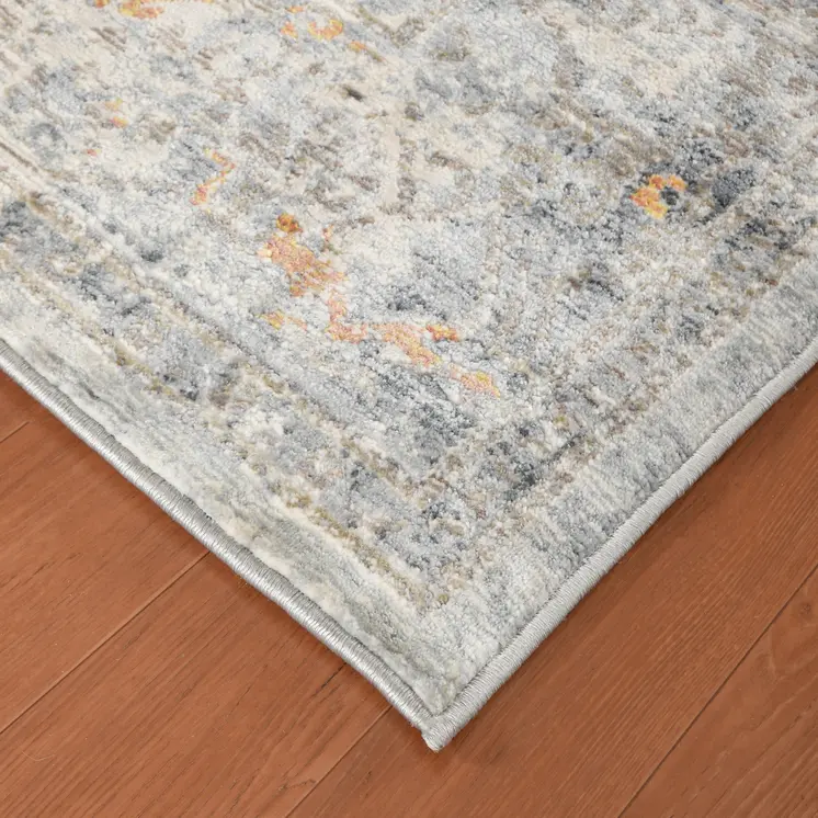 5' X 8' Gray Silver And Rust Medallion Area Rug