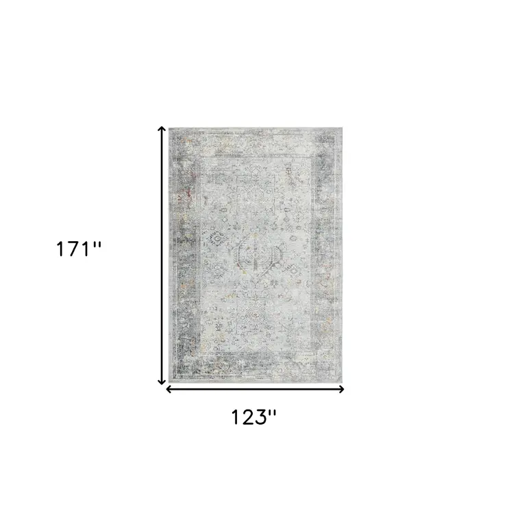10' X 14' Gray Silver And Rust Medallion Area Rug