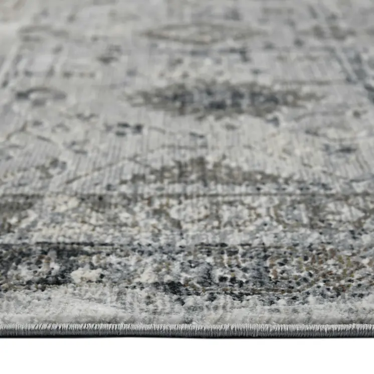 8' X 11' Gray And Charcoal Medallion Area Rug