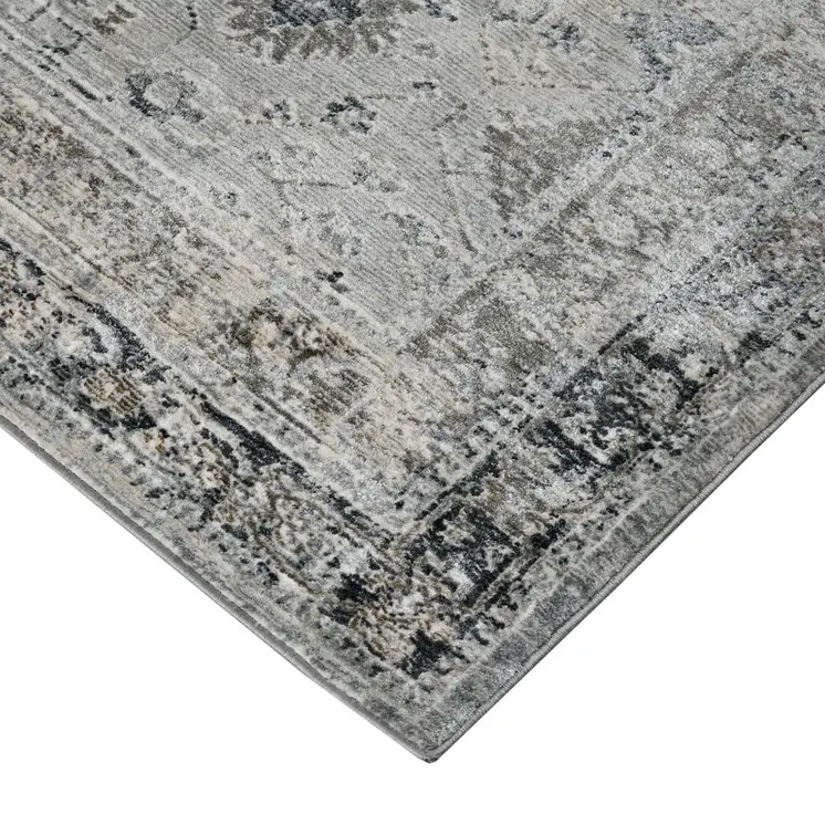 8' X 11' Gray And Charcoal Medallion Area Rug