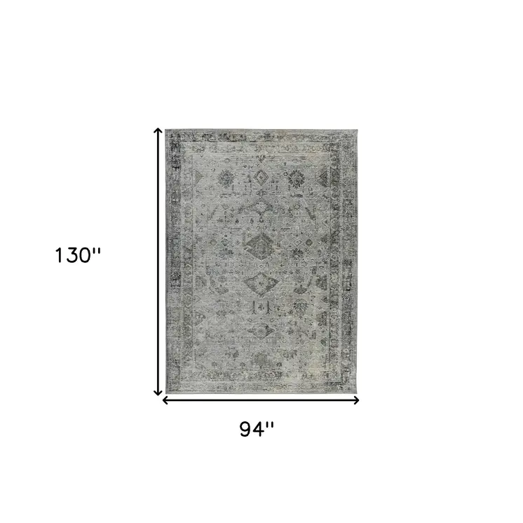 8' X 11' Gray And Charcoal Medallion Area Rug
