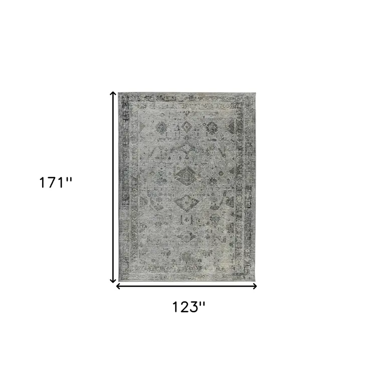 10' X 14' Gray And Charcoal Medallion Area Rug