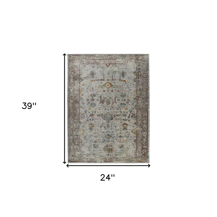 2' X 3' Gray Rust And Brown Medallion Area Rug