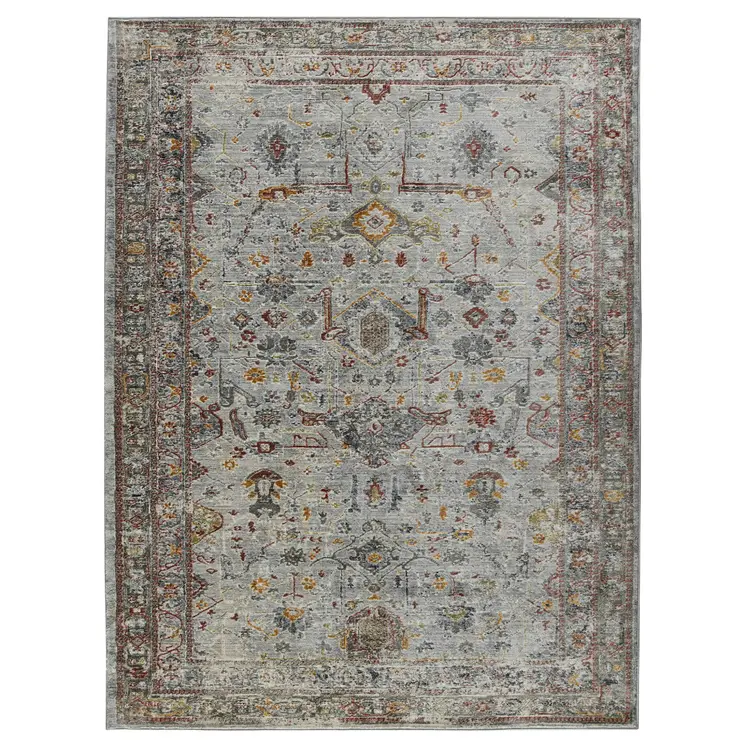 3' X 5' Gray Rust And Brown Medallion Area Rug