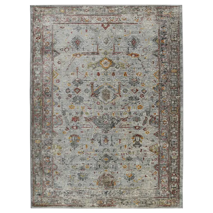 5' X 8' Gray Rust And Brown Medallion Area Rug