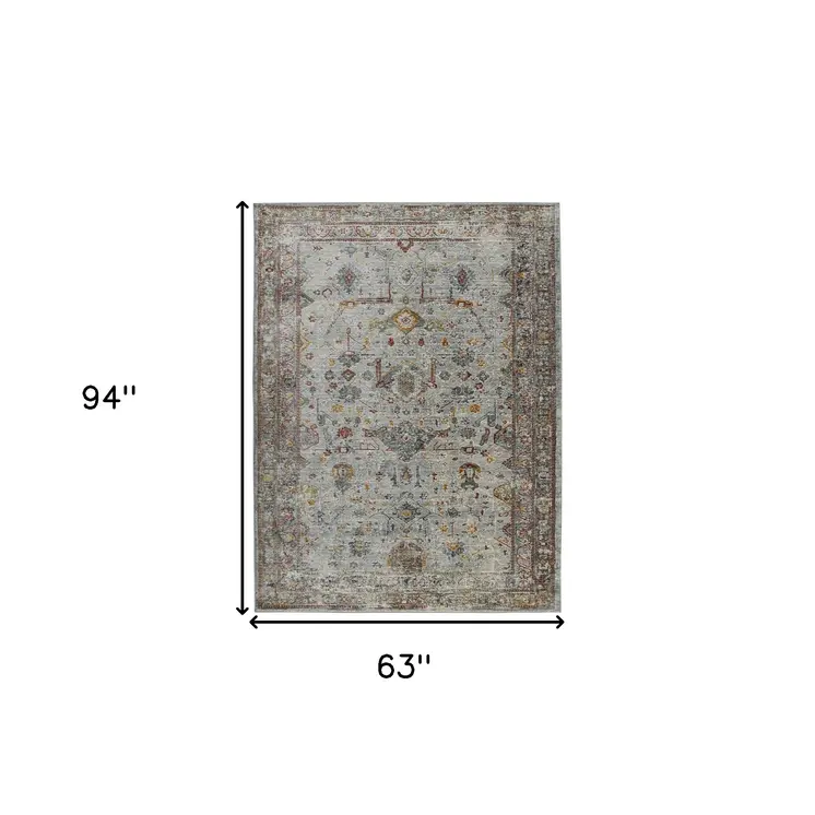 5' X 8' Gray Rust And Brown Medallion Area Rug
