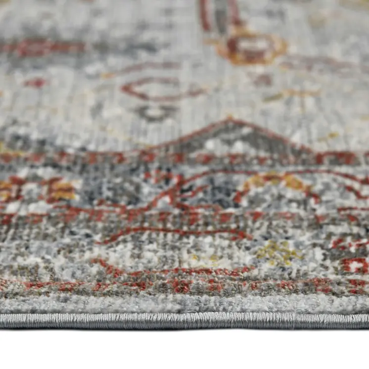 8' X 11' Gray Rust And Brown Medallion Area Rug