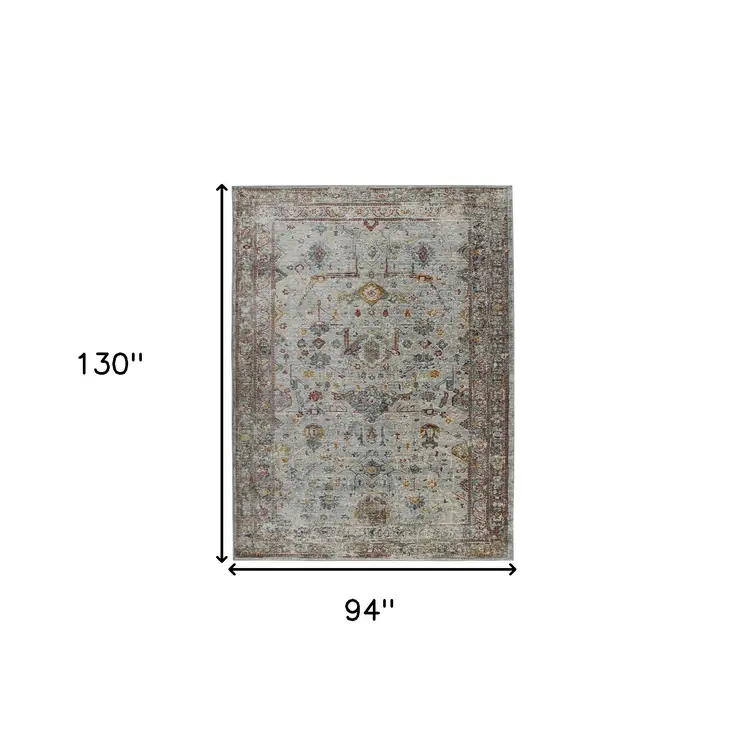 8' X 11' Gray Rust And Brown Medallion Area Rug