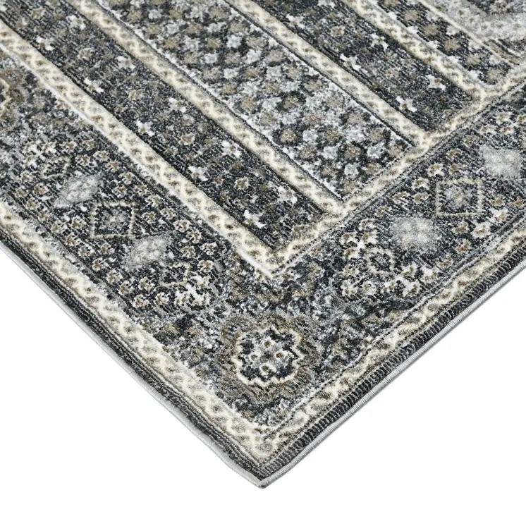 8' X 11' Charcoal And Gray Medallion Area Rug