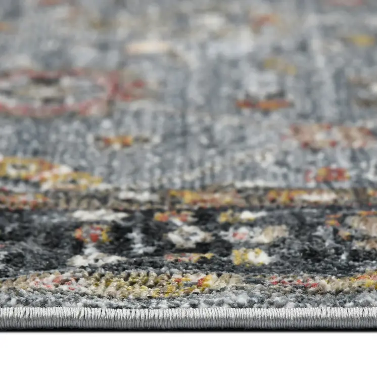 2' X 3' Black Gray And Brown Floral Medallion Area Rug