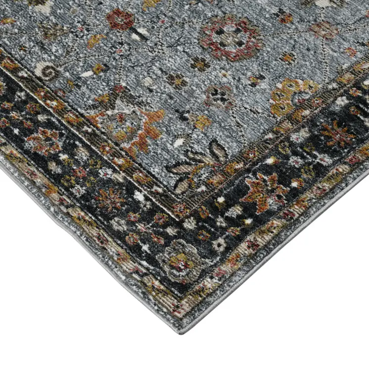 2' X 3' Black Gray And Brown Floral Medallion Area Rug