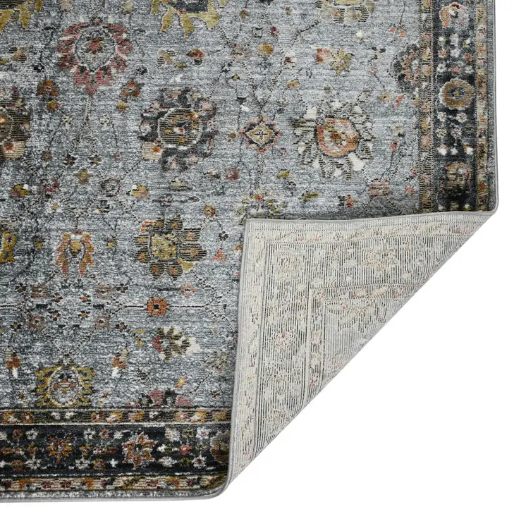 2' X 3' Black Gray And Brown Floral Medallion Area Rug