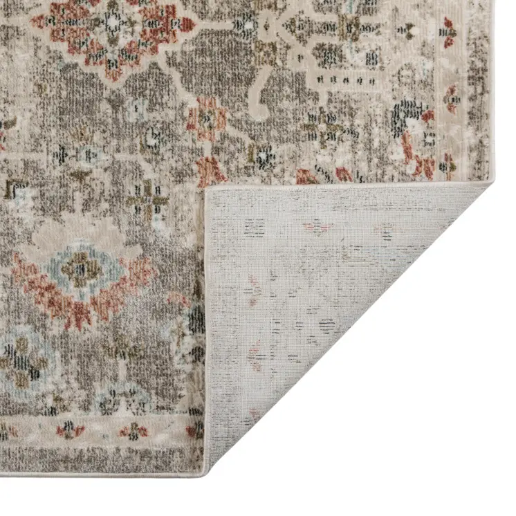 3' X 5' Gray Ivory And Brown Medallion Area Rug