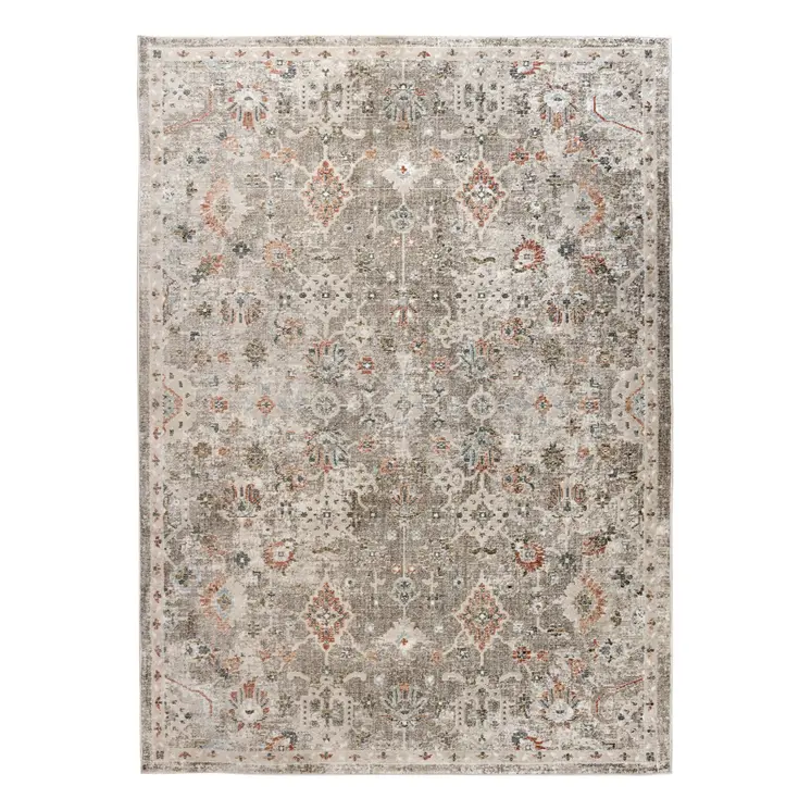 8' X 11' Gray Ivory And Brown Medallion Area Rug