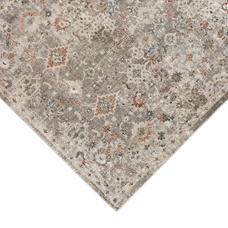 8' X 11' Gray Ivory And Brown Medallion Area Rug
