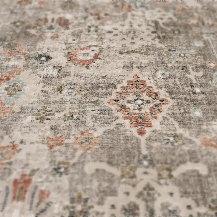 8' X 11' Gray Ivory And Brown Medallion Area Rug