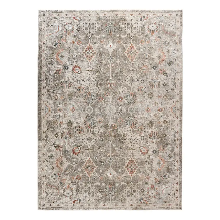 8' X 11' Gray Ivory And Brown Medallion Area Rug