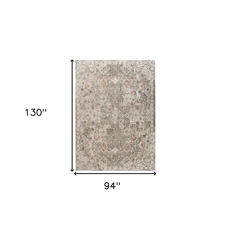 8' X 11' Gray Ivory And Brown Medallion Area Rug