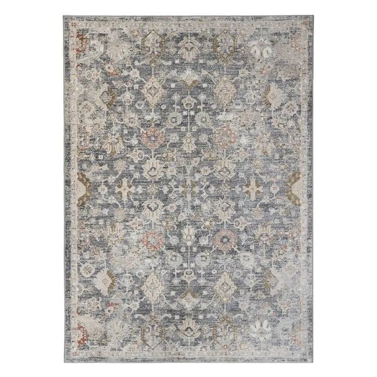 2' X 3' Dark Gray Ivory And Brown Medallion Area Rug
