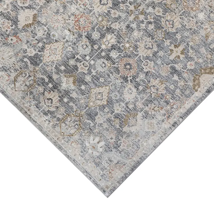 2' X 3' Dark Gray Ivory And Brown Medallion Area Rug