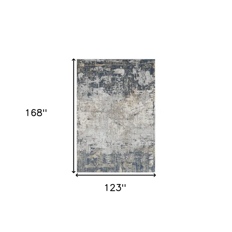 10' X 14' Beige Dark Blue And Gray Abstract Area Rug