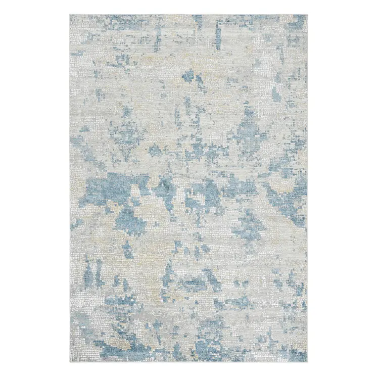 10' X 14' Ivory And Sky Blue Abstract Area Rug