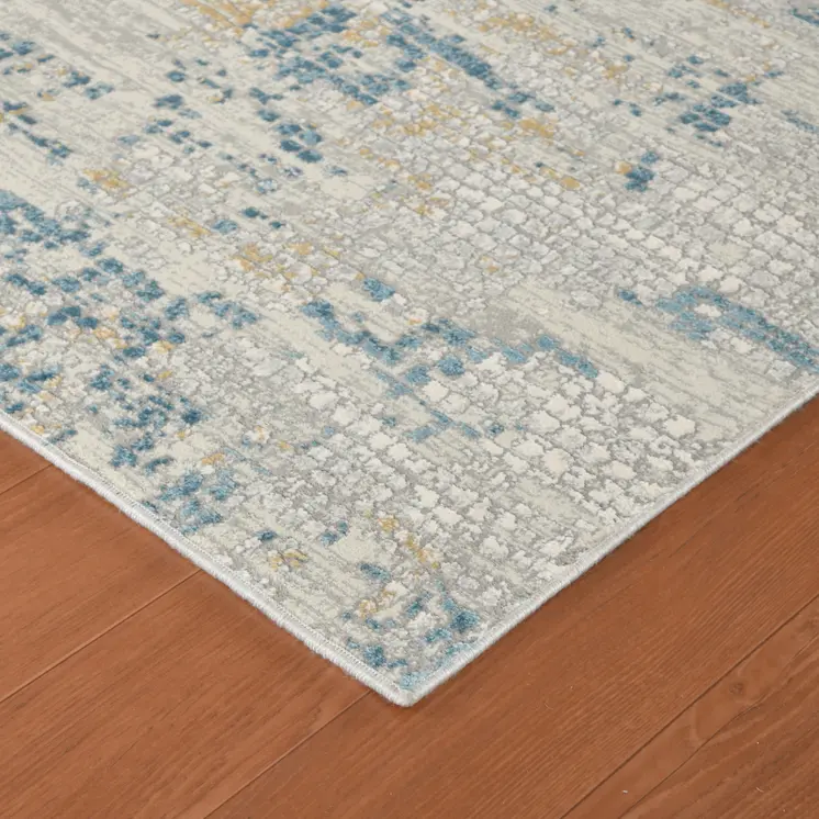 10' X 14' Ivory And Sky Blue Abstract Area Rug