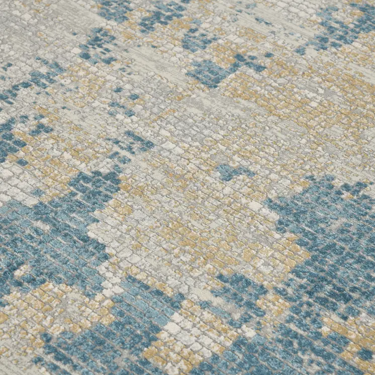 10' X 14' Ivory And Sky Blue Abstract Area Rug