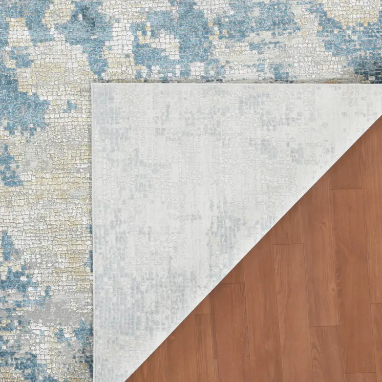 10' X 14' Ivory And Sky Blue Abstract Area Rug