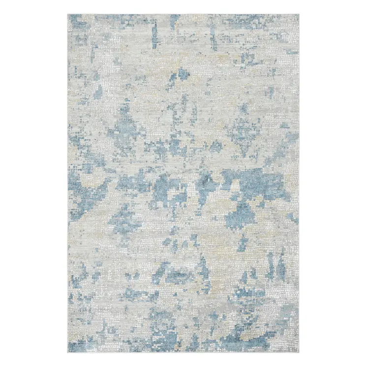 10' X 14' Ivory And Sky Blue Abstract Area Rug