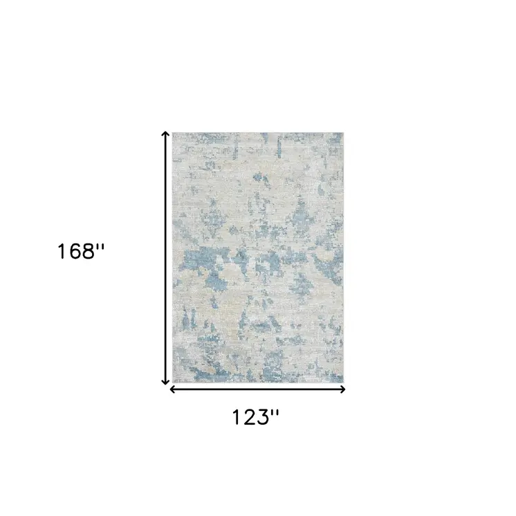10' X 14' Ivory And Sky Blue Abstract Area Rug