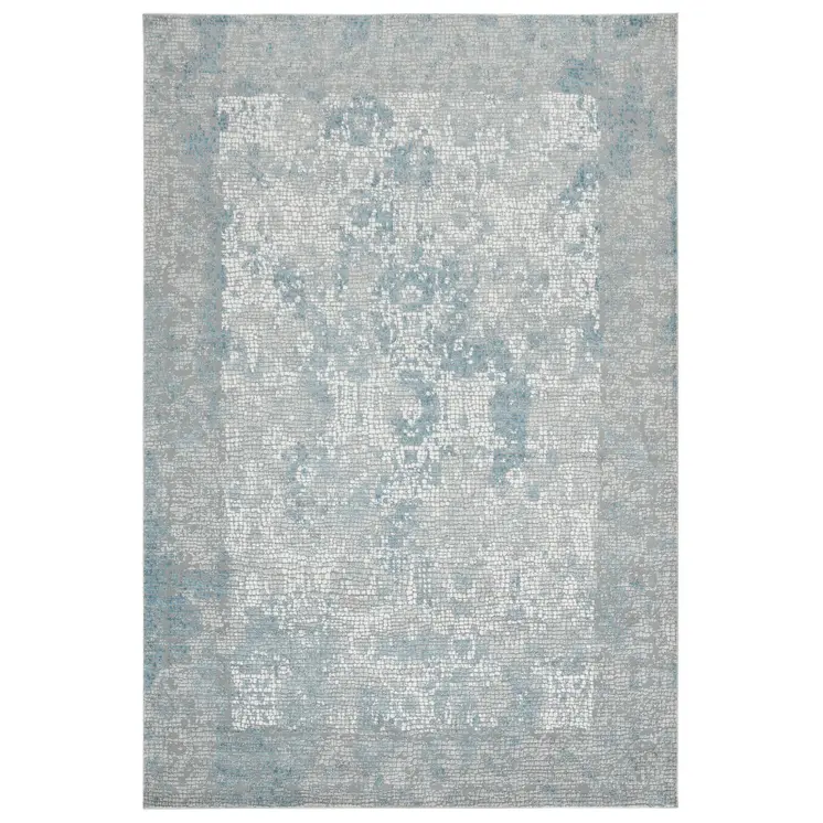 10' X 14' Gray Blue And Ivory Medallion Area Rug