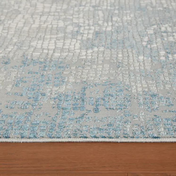 10' X 14' Gray Blue And Ivory Medallion Area Rug