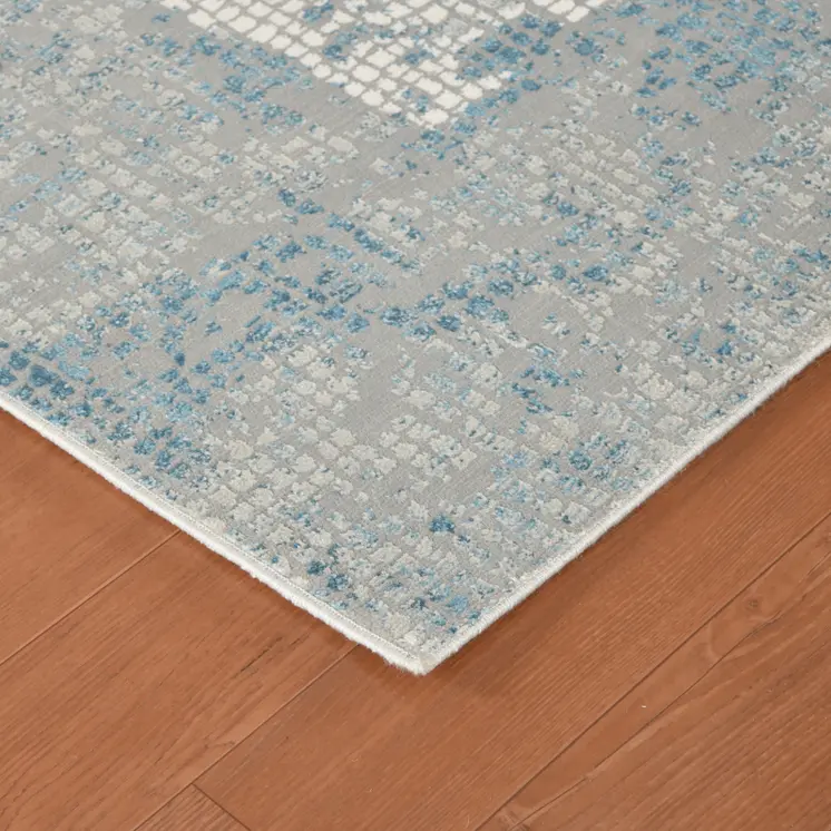 10' X 14' Gray Blue And Ivory Medallion Area Rug