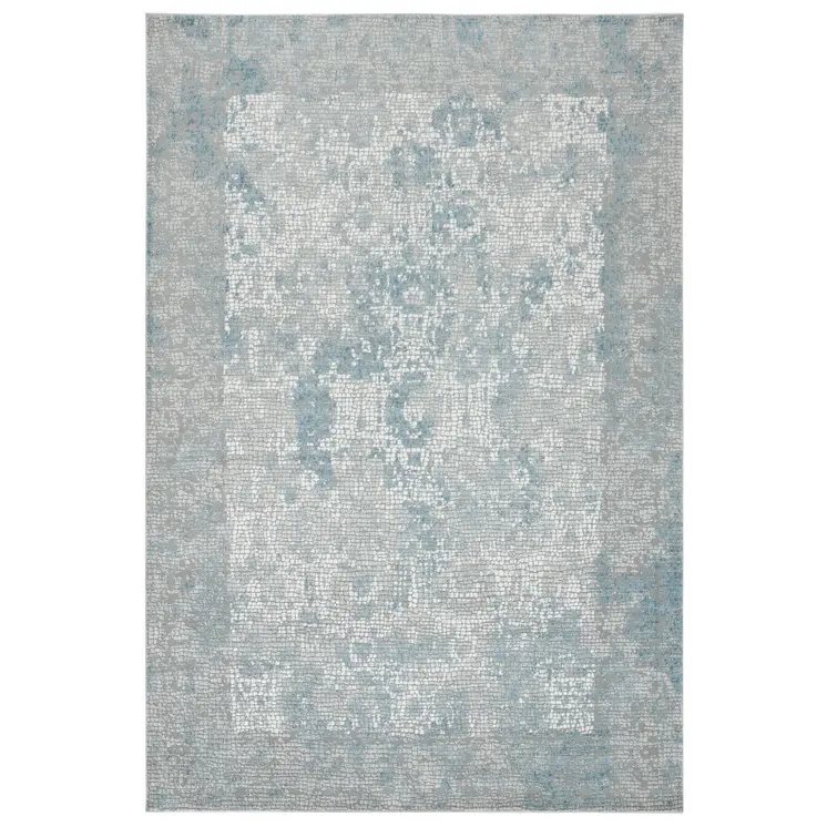 10' X 14' Gray Blue And Ivory Medallion Area Rug