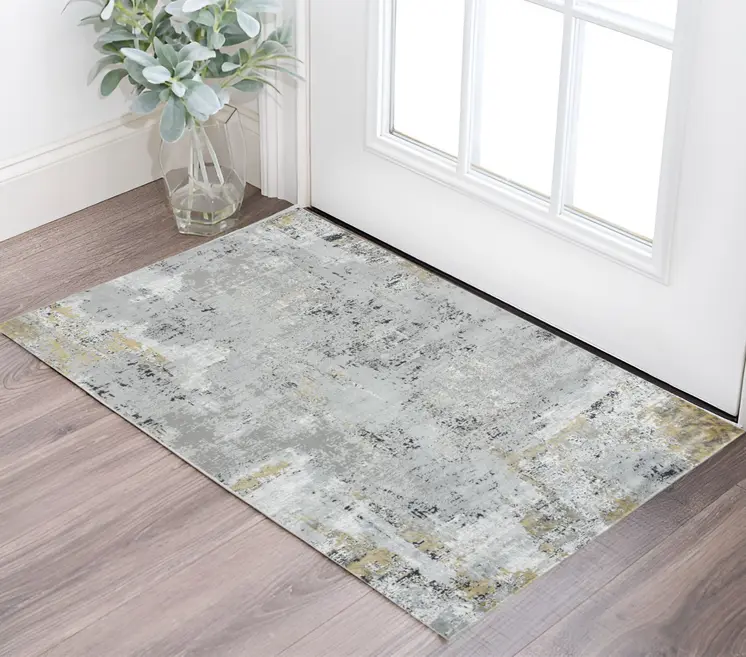 2' X 3' Gray Black And Ivory Abstract Area Rug