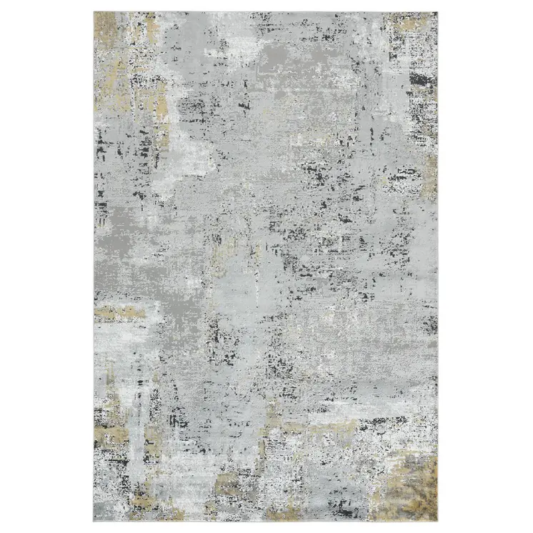 8' X 10' Gray Black And Ivory Abstract Area Rug