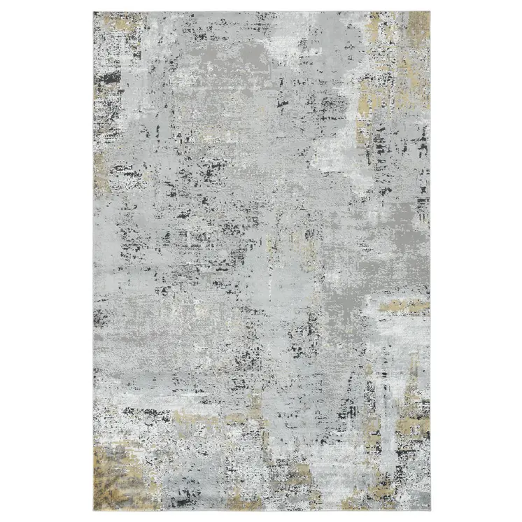 8' X 10' Gray Black And Ivory Abstract Area Rug