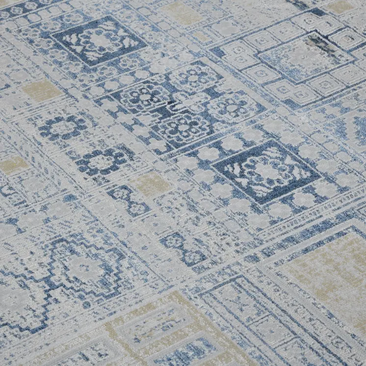 8' X 10' Ivory Black And Gold Ikat Area Rug