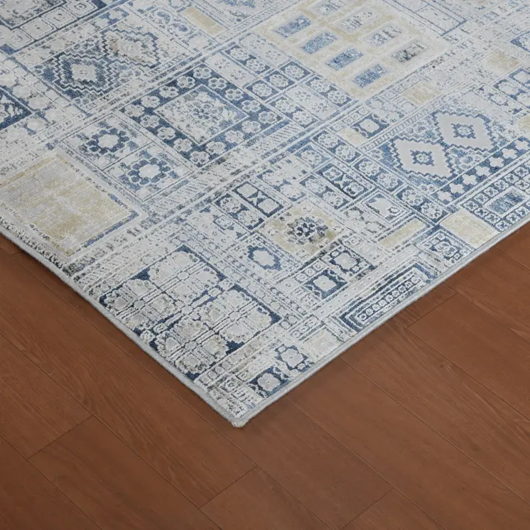 9' X 12' Ivory Black And Gold Ikat Area Rug