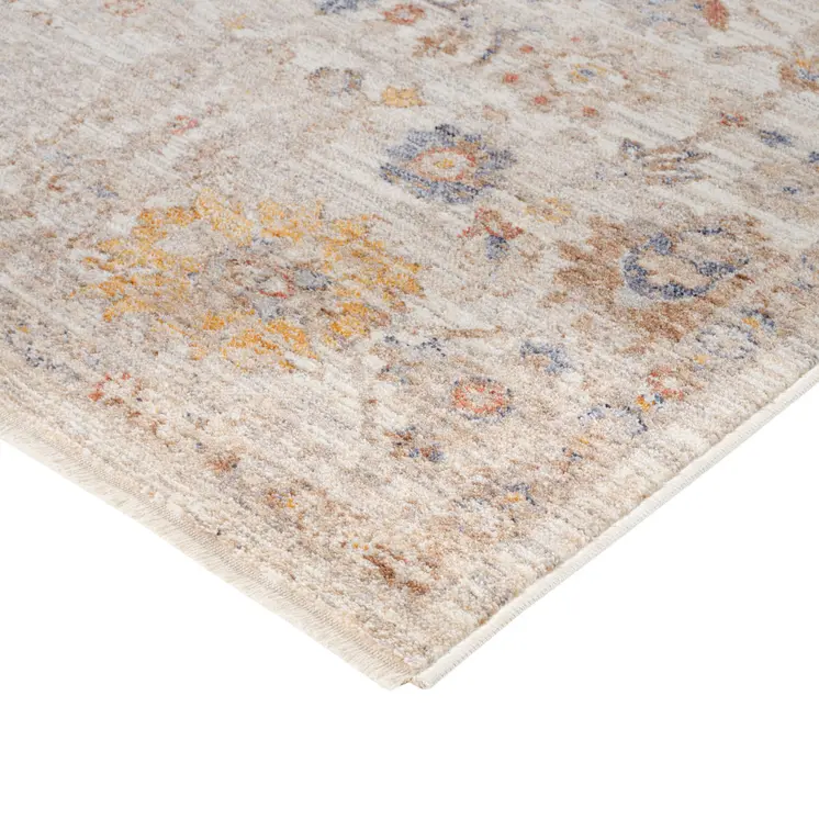 4' X 6' Ivory And Brown Floral Medallion Area Rug With Fringe