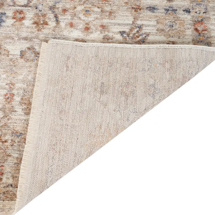 4' X 6' Ivory And Brown Floral Medallion Area Rug With Fringe
