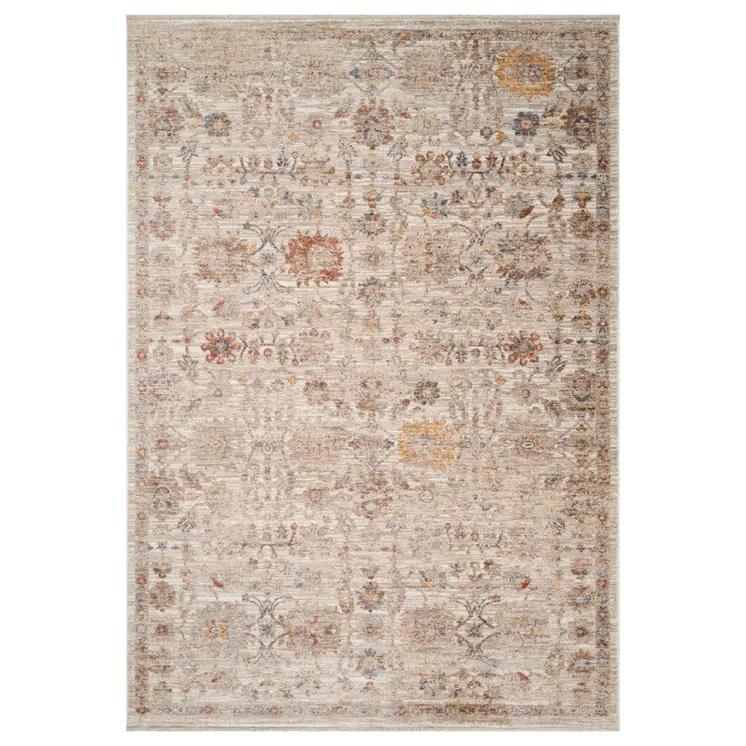 4' X 6' Ivory And Brown Floral Medallion Area Rug With Fringe